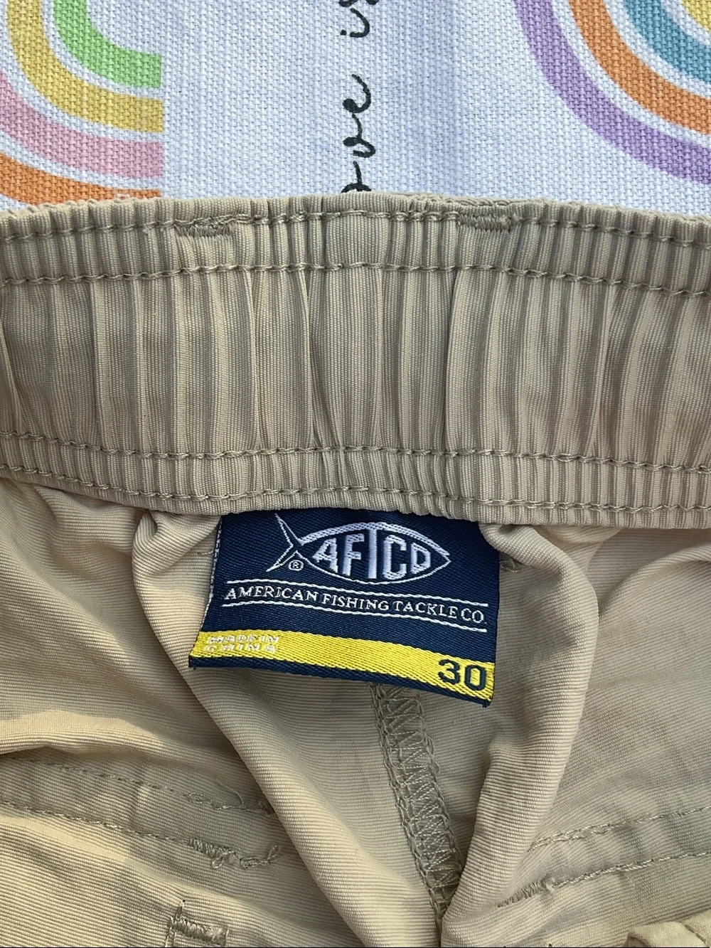 AFTCO Men’s Khaki Flat-Front Casual Shorts